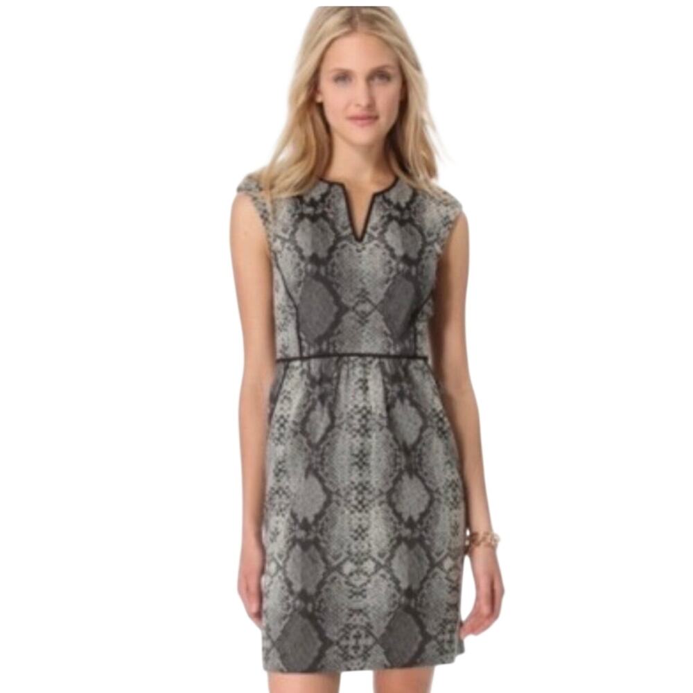 Rebecca Taylor Women’s dress, gray black snakeskin print, silk lining, Size 4